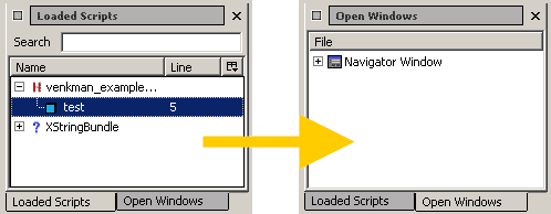 Nos movemos al panel Open Windows