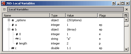 Panel de Variables Locales de Venkman